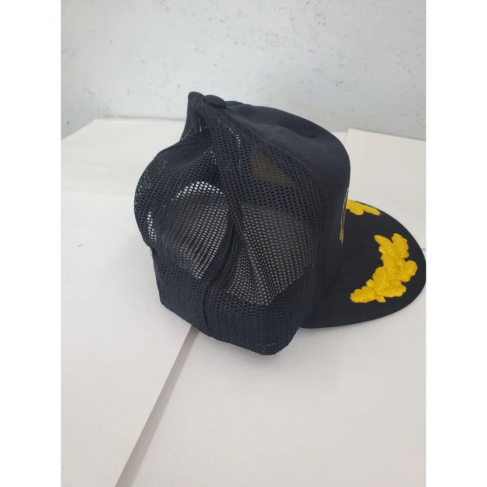 Vintage Cowboys Afton Oklahoma Trucker Hat Black Yellow Mesh Snapback Cap